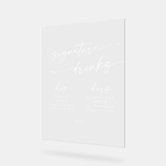 Boho Chic Blanc Clair Mariage Signature Boissons (Angle)