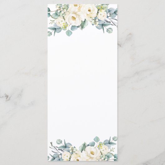 Boho Chic Blanc Floral Eucalyptus Menu Mariage (Dos)