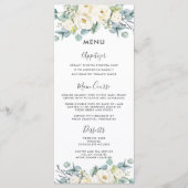 Boho Chic Blanc Floral Eucalyptus Menu Mariage (Devant)