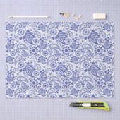 Boho Chic  Blauw Wit Paisley Patroon Tissuepapier (Craft)
