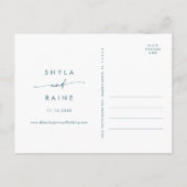 Boho Chic Blauwgroen Blauw Bruiloft Save the Date Uitnodiging Briefkaart (Achterkant)