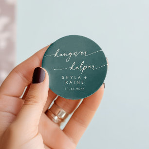 Boho Chic Blauwgroen Blue Hangover Helper Favor Ronde Sticker