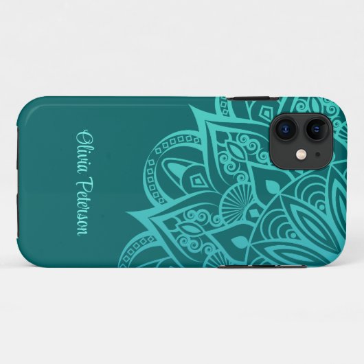 Boho Chic Blauwgroen en Turquoise Mandala Case-Mate iPhone Case (Achterkant (horizontaal))