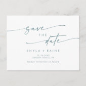 Boho Chic Blauwgroen en witte bruiloft Save the Da Uitnodiging Briefkaart (Voorkant)