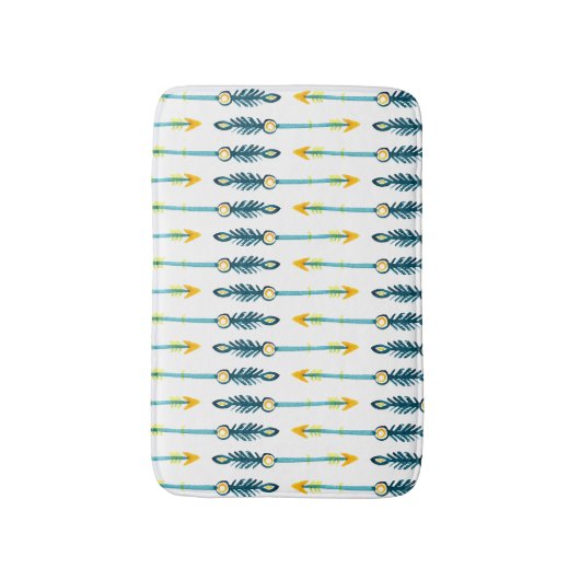 boho chic bleu flèches tapis de bain (Devant (Vertical))