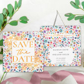 Boho Chic Bloemen Goud Wildflower Tuin Bruiloft Save The Date