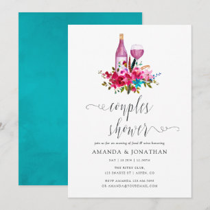 Boho Chic Bloemen Koppels Bruisfeest Wijnproeverij Kaart