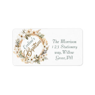 Boho Chic Bloemen Meisjes Doop Etiket