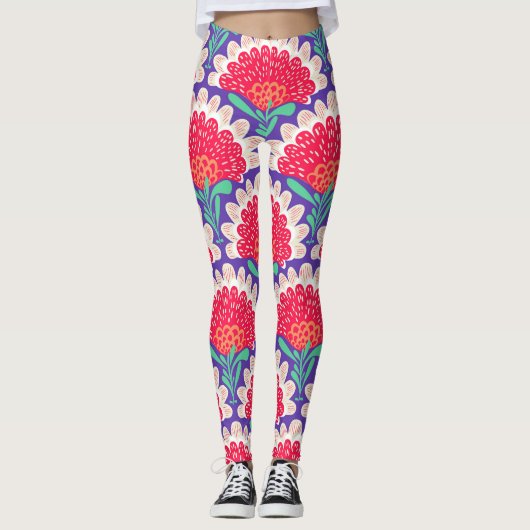 Boho Chic Bloemen  Print. Leggings (Voorkant)
