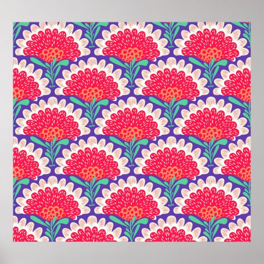 Boho Chic Bloemen Print. Poster (Voorkant)