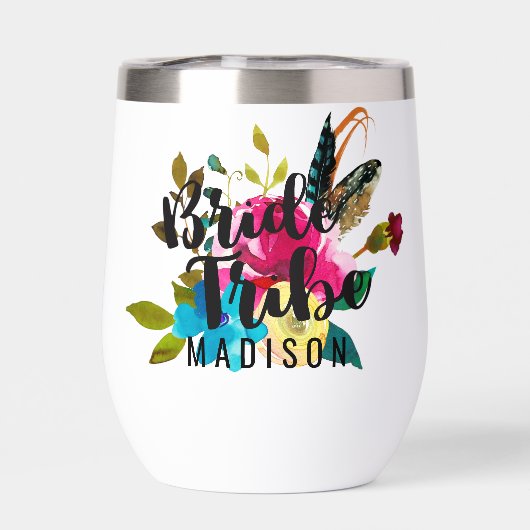 Boho Chic Bloemen Waterverf Bruiloft Bruid Tribe (Achterkant)