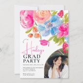 Boho chic bloemenfoto waterverf afstuderen 2024 kaart (Voorkant)