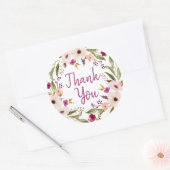 Boho Chic Bloemenkrans Bedankt ronde Sticker (Envelop)