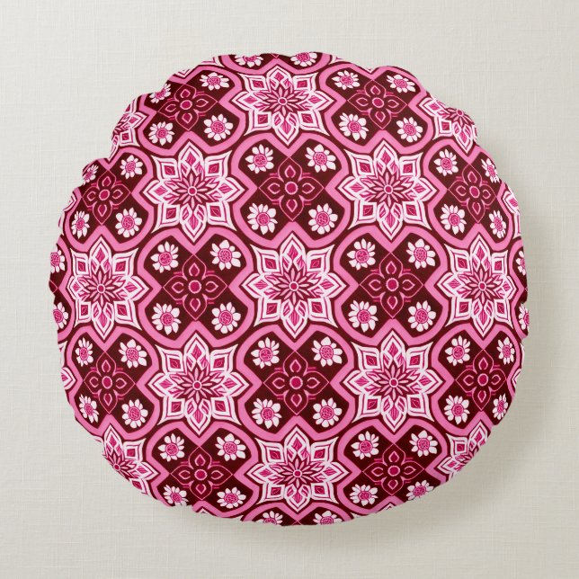  Boho Chic Bloemenpatroon Rond Kussen (Voorkant)