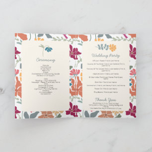 Boho Chic Bloemige Retro Huwelijksprogramma Programma