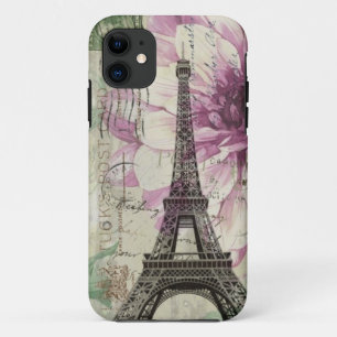 Boho Chic bloemige Vintage Parijs Eiffeltoren iPhone 11 Hoesje