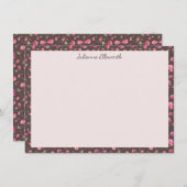 Boho Chic Bloemmotief Roze Bruin Gepersonaliseerd Bedankkaart (Voorkant / Achterkant)