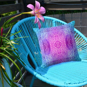 Boho Chic Blue Paars en Roze Abstract Kussen