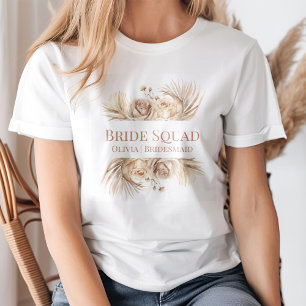 Boho Chic Blush Bloemige Bruidsmeisjes T-Shirt