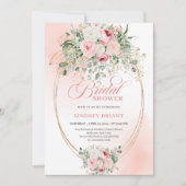 Boho Chic Blush Roses Bridal Shower Invitation (Devant)