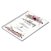 Boho Chic Blush Roze Bloemen Bruiloft Planner Notitieboek (Linkerzijde)