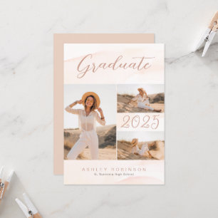 Boho Chic Blush Waterverf & Script Afstuderen Kaart
