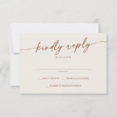 Boho Chic Bohemian Cream Eenvoudige bruiloft RSVP Kaartje (Voorkant)