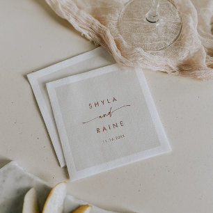 Boho Chic Bohemian Cream Monogram Bruiloft Servett Servet
