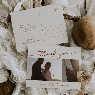 Boho Chic Bohemian Cream Trouwfoto Dank u Briefkaart