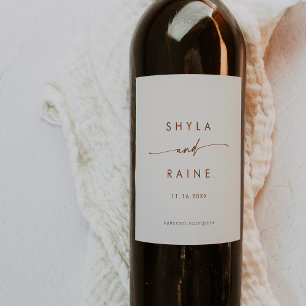 Boho Chic Bohemian Crème Mariage Étiquettes de vin