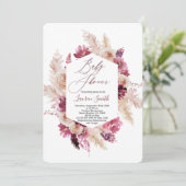 Boho chic bordeaux Baby shower Kaart (Staand voorkant)