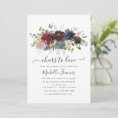 Boho Chic Bordeaux en marine wijnproeverij uitnodi Kaart (Staand voorkant)