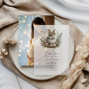 Boho Chic Bos Konijn Baby Shower Vellum Uitnodigingen