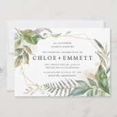 Boho Chic Botanical Gold Geometric Wedding Kaart (Voorkant)
