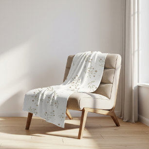 Boho Chic Botanisch Blad- en Bessenpatroon Sherpa Deken