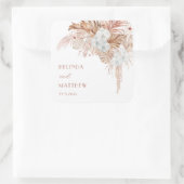 Boho Chic Botanisch | Bruiloft Vierkante Sticker (Tas)
