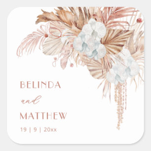Boho Chic Botanisch Bruiloft Vierkante Sticker