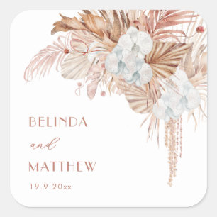 Boho Chic Botanisch Bruiloft Vierkante Sticker