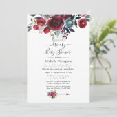 Boho Chic Bourgogne et Fleurs de Marine Invitation (Debout devant)