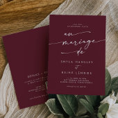 Boho Chic Bourgogne Rode QR Code Franse bruiloft Kaart