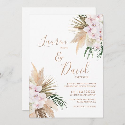 Boho Chic bruiloft Kaart (Voorkant / Achterkant)