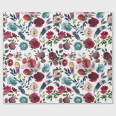 Boho Chic Burgundy and Navy Autumn Fall Wedding Cadeaupapier (Vlak)