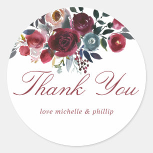 Boho Chic Burgundy and Navy Autumn Fall Wedding Ronde Sticker