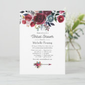 Boho Chic Burgundy and Navy Virtual Baby shower Kaart (Staand voorkant)