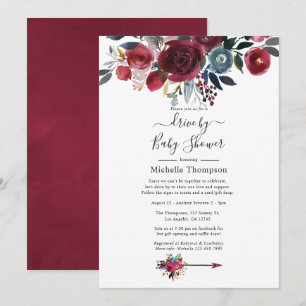 Boho Chic Burgundy en Navy Bloemrijke Drive By Sho Kaart