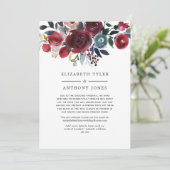 Boho Chic Burgundy en Navy Gereduceerde Gastlijst Aankondiging (Staand voorkant)