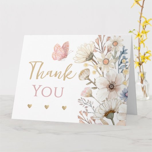 Boho Chic Carte de remerciements (Fleur jaune)