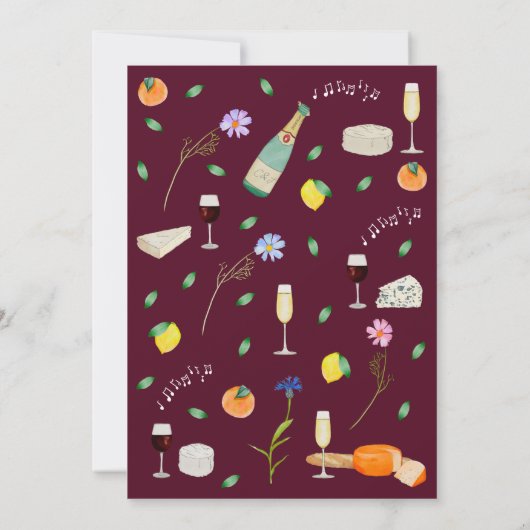 Boho Chic Citrus Rustic Burgundy Pink Wedding Kaart (Achterkant)