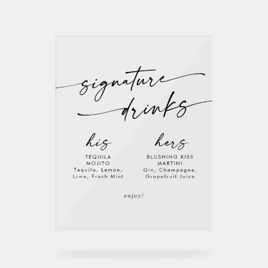 Boho Chic Clear Acryl bruiloft Handtekening Drinke Bord (Voorkant)