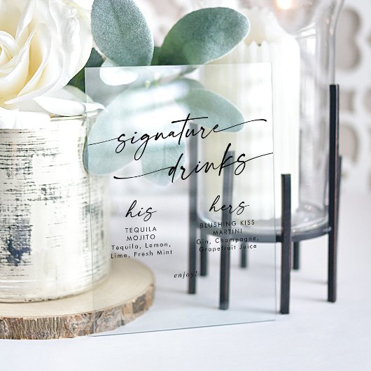 Boho Chic Clear Acrylique Mariage Signature Boisso
